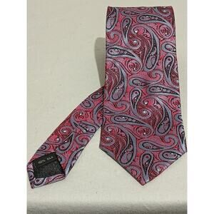 Zionetti Italian Silk Collection Pink Black Paisley Silk Tie A 3-in Wide